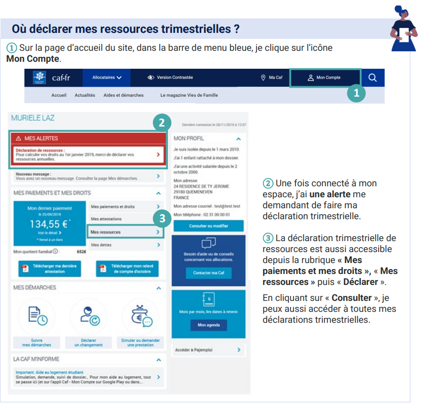 comment déclarer ressources trimestrielles caf